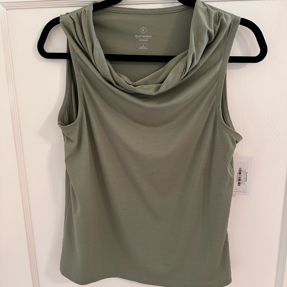 Bluffworks Green Sleeveless Cowl Neck Top Nwt — image 5 of 8